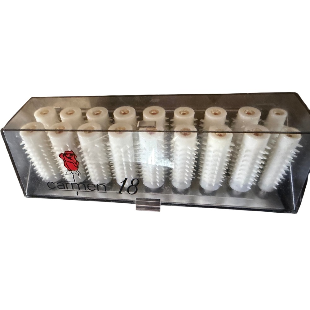 Carmen 18 Electric Hot Roller Hair Curler Set 18 Spiked Rollers Vintage White